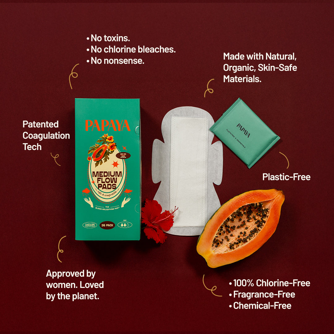 Papaya Medium Flow Menstrual Pads