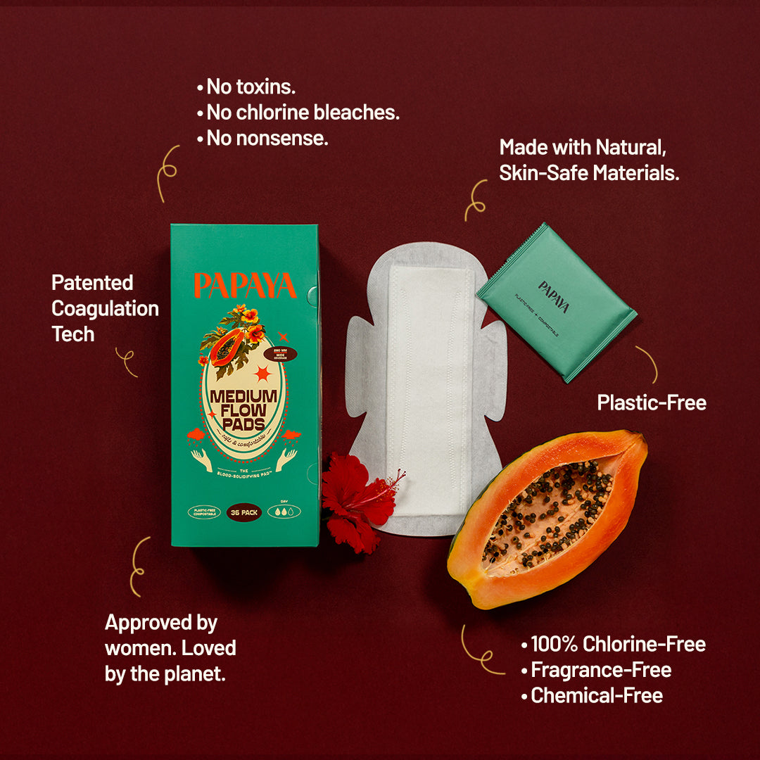 Papaya Medium Flow Menstrual Pads