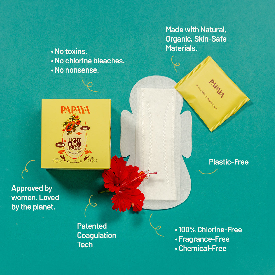 Papaya Light Flow Menstrual Pads