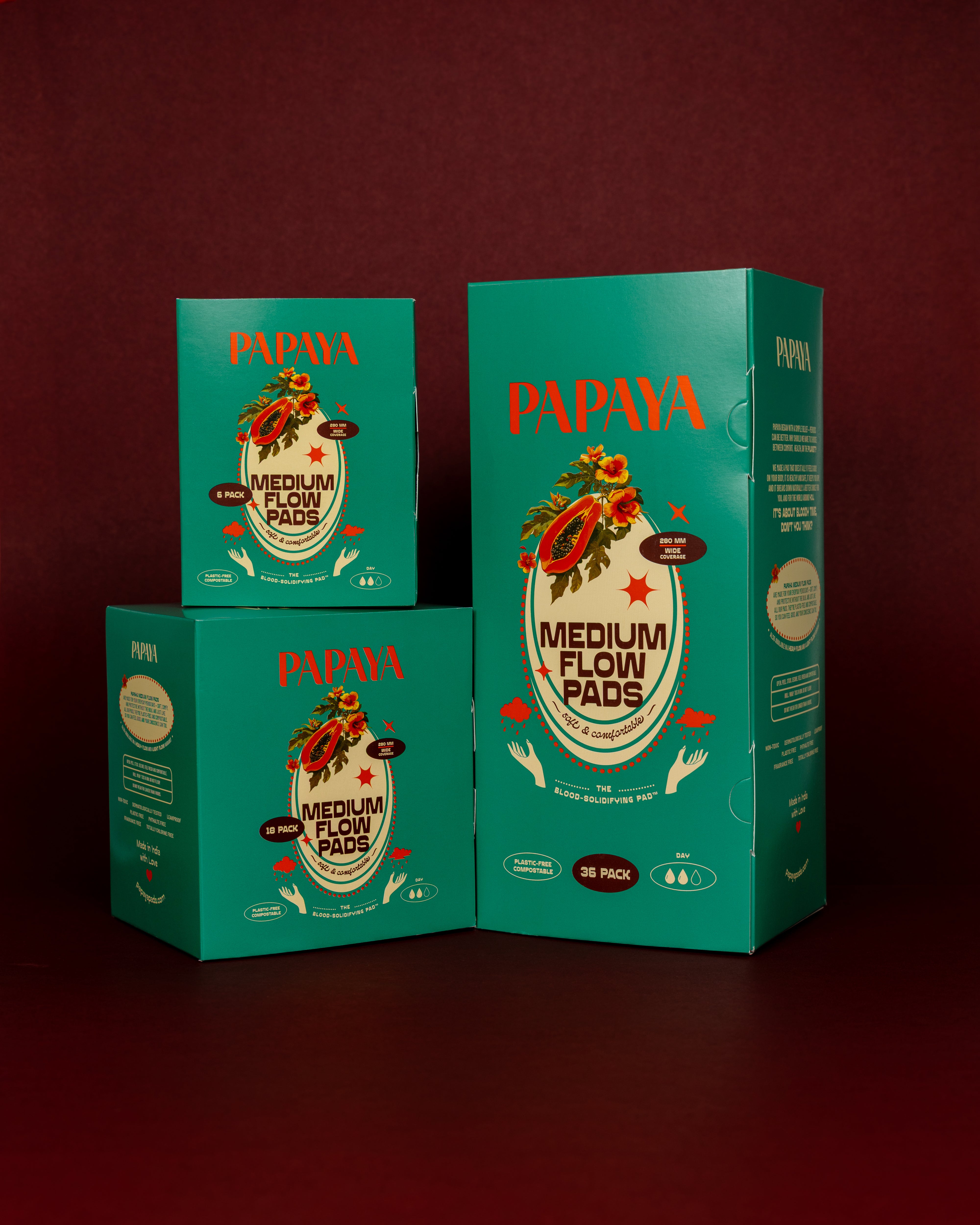 Papaya Medium Flow Menstrual Pads