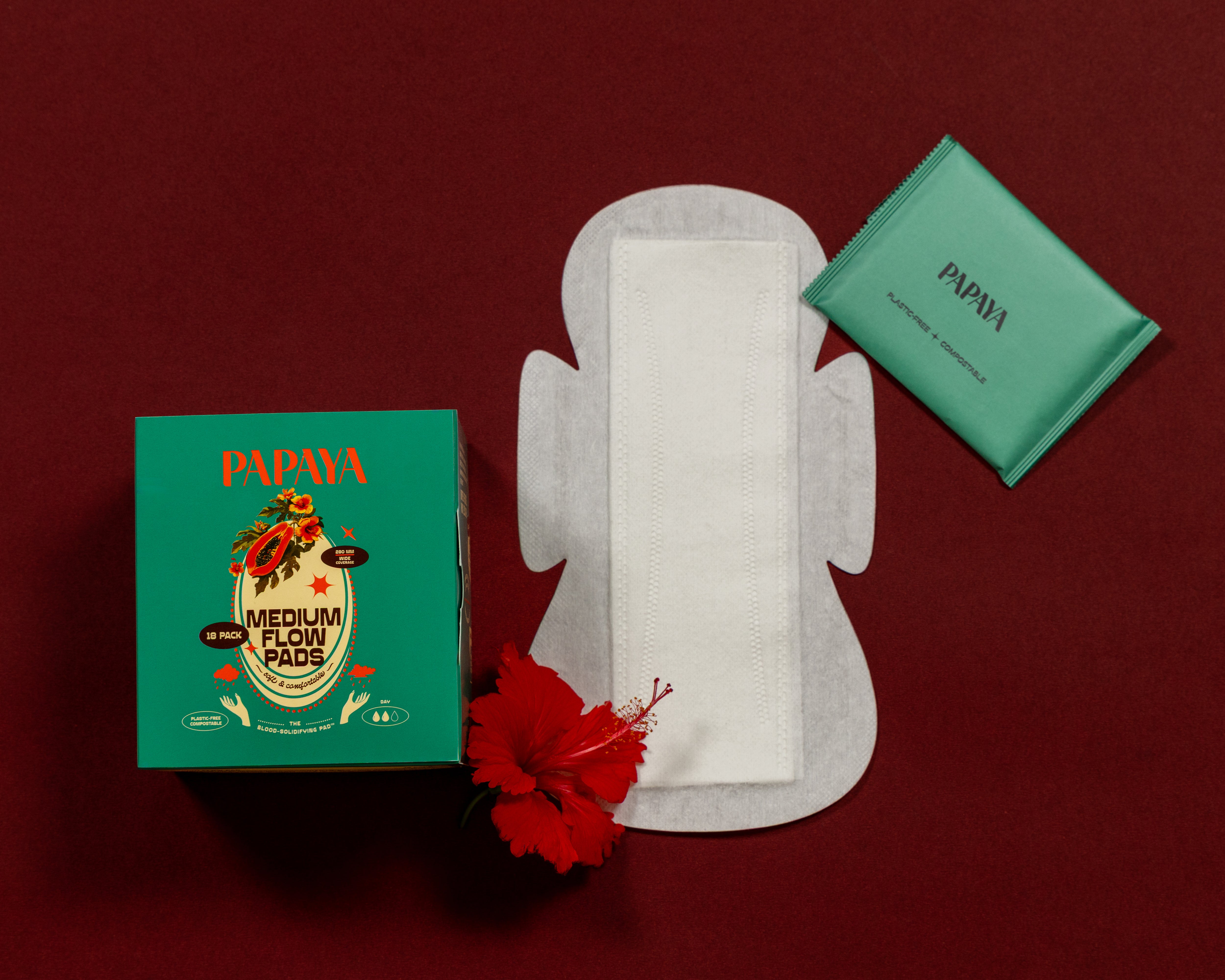 Papaya Medium Flow Menstrual Pads