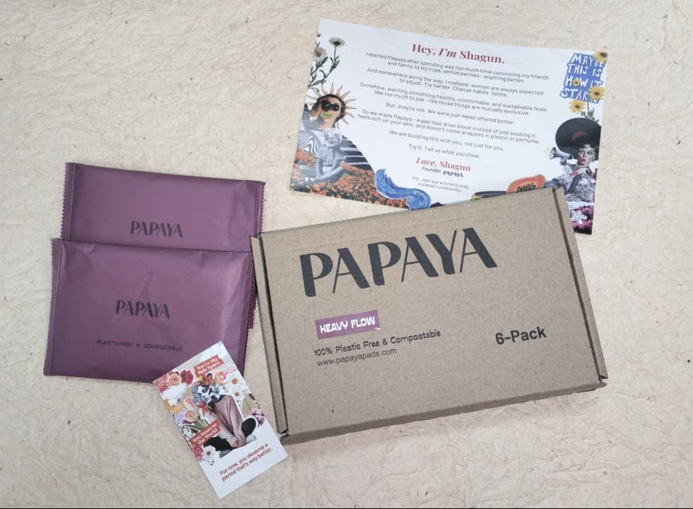 Papaya Heavy Flow Menstrual Pad Trial Pack of 6